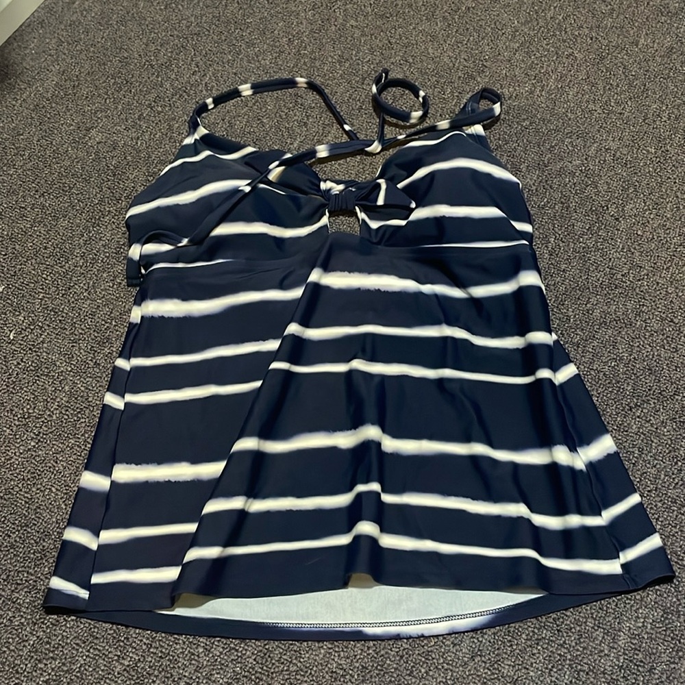 Kona sol medium blue navy and white tie dye tankini top